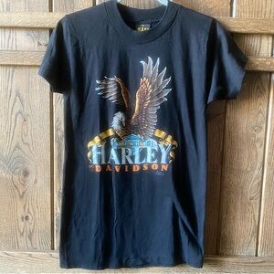 Vintage 1987 Harley Davidson Shirt - first in flight - medium